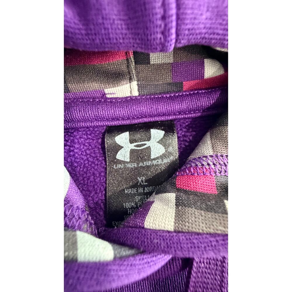 Under Armour Women's Size XL Purple Fleece Big Logo Hoodie Sweatshirt VINTAGE - Picture 3 of 5